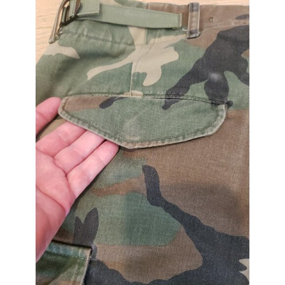 R13 Camo Pants Wide Leg Cargo Crop Green Sz 32 Drop Crotch Japanese Fabric Harem - Picture 8 of 16
